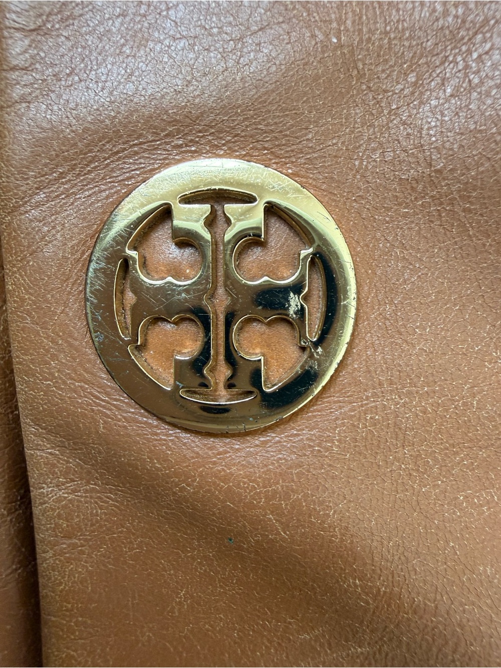 Tory Burch Dena 3-way purse Crossbody Fld Cognac Leather Y2K Clutch Shoulder Bag - Picture 13 of 14